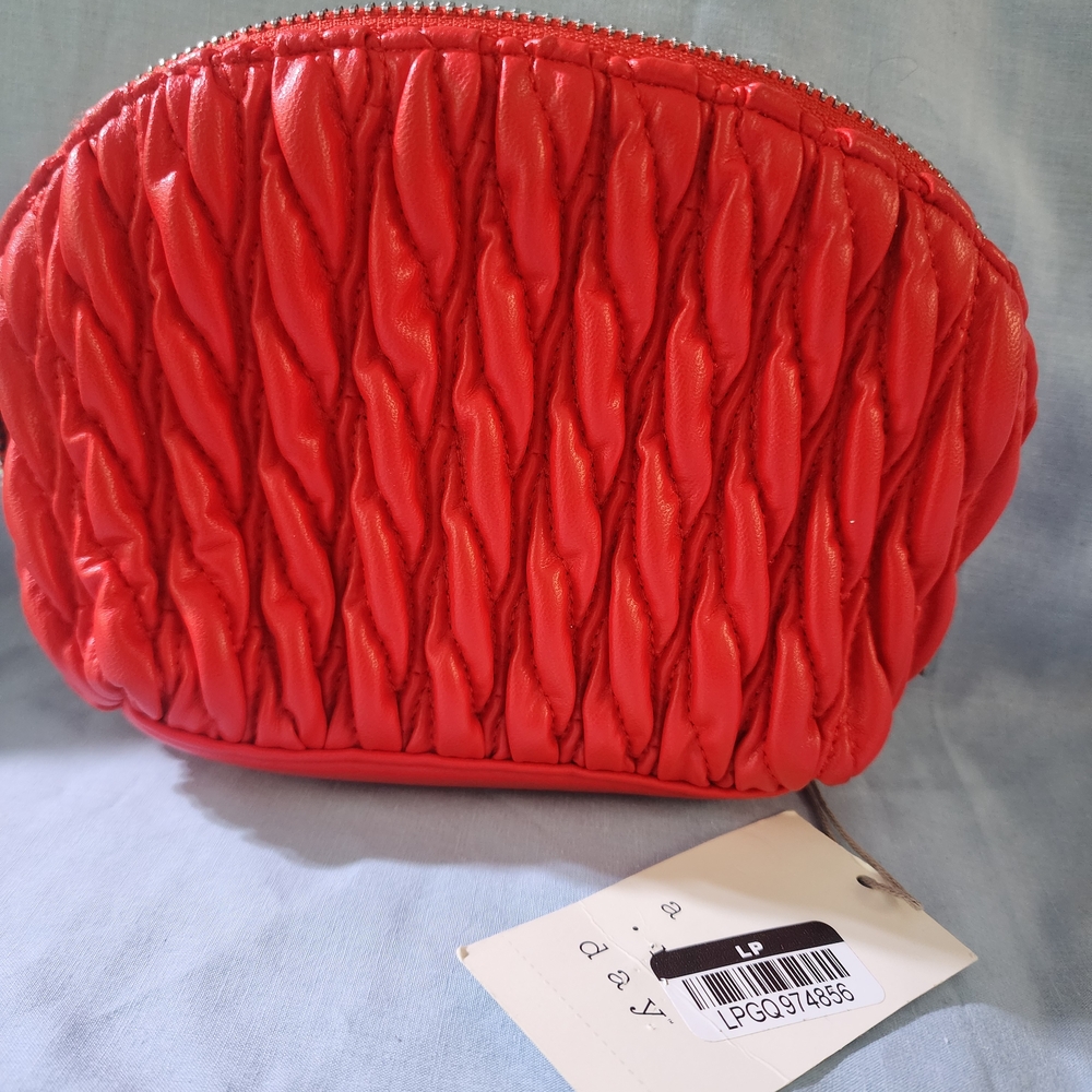 a new day Red Quilted Cosmetic Bag